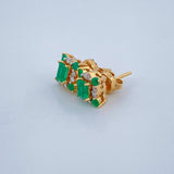 Stud Earrings Cagl Emerald 2.85gr / 18K Yellow White Gold +