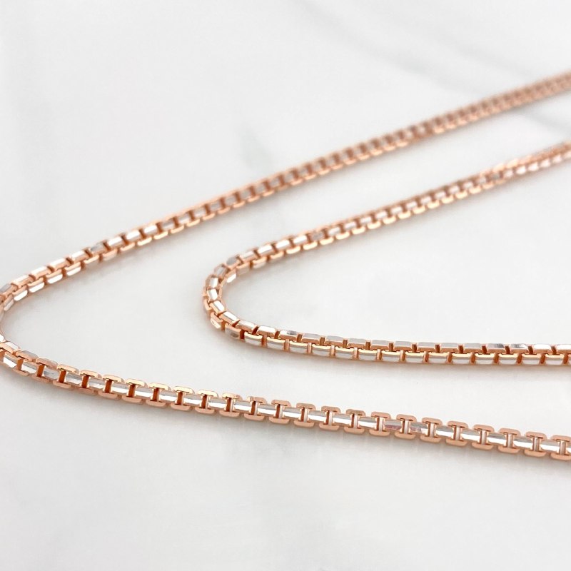 Cadena Veneciana 16.4 g / 27 1/2 in / 1.8 mm Dos Oros Blanco Rosa 18K