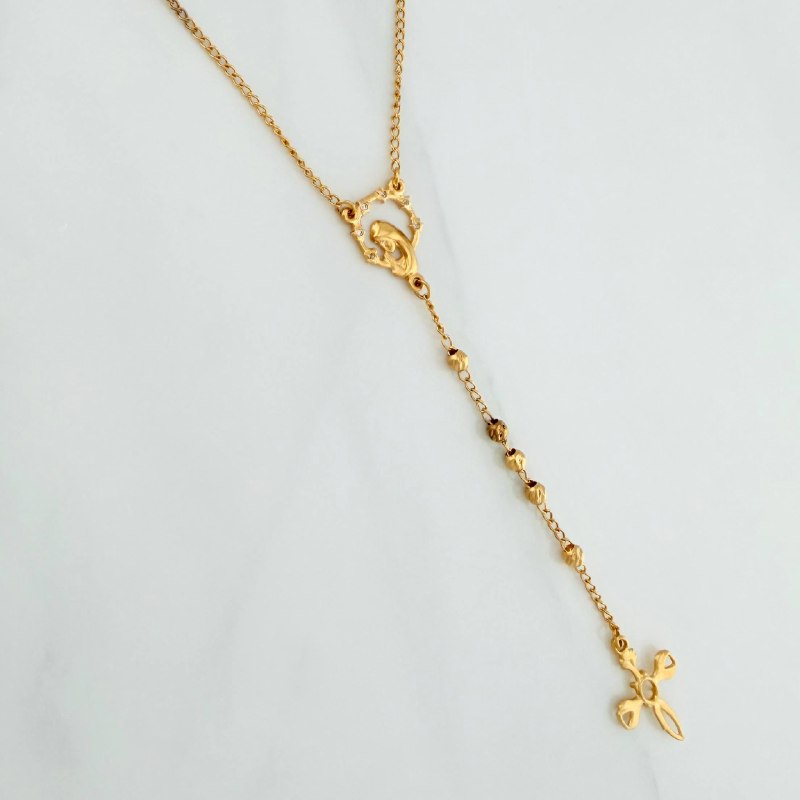 Miraculous Virgin Rosary 8.1 g / 23 1/2 in / 3 mm 18K Yellow Gold