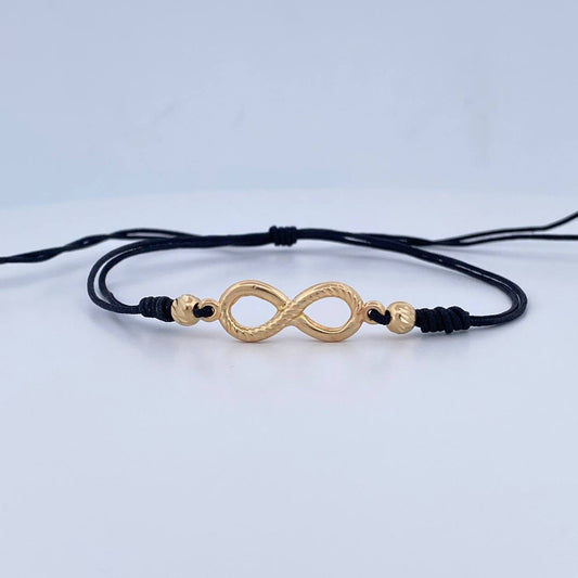 Black Woven Infinity Bracelet 1.3gr / 18K Gold $