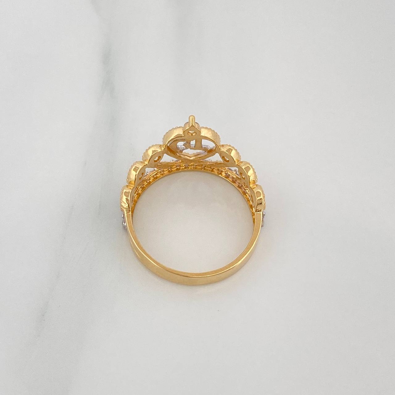 Ring 15´S Crown 2 g / T4 1/4 Two Yellow White Gold 18K