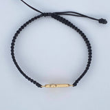 Pulsera Tejida Negra Cruz Cristo 0.85gr / Oro 18K &