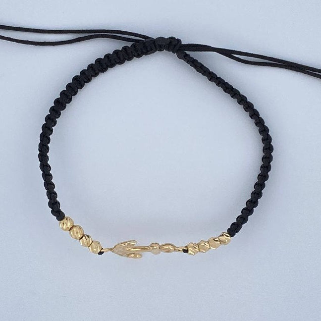 Black Woven Anchor Bracelet 1gr / 18K Gold &