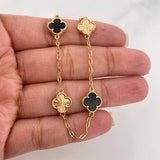 Clover Bracelet Black Onyx 5.45 g / 7 1/4 in / 1.4 mm Yellow Gold 18K