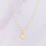 Set Cadena Flor Espejo + Dije Virgen Milagrosa / 1.25g / 18 in Oro Amarillo 18K