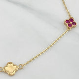Tobillera Trebol Aro Seguido 3.75 g / 10 in / 1.2 mm Oro Amarillo 18K