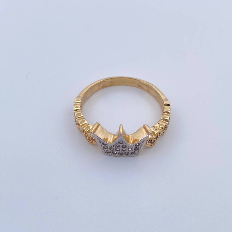 Anillo Corona Corazones 2.8gr / T6 1/2 / Oro 18K &