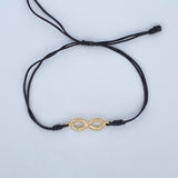 Pulsera Tejida Negra Infinito. 1.15gr / Oro 18K &