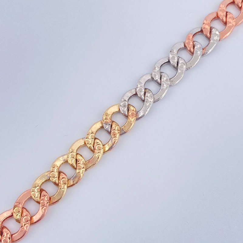 Cuban Bracelet 7.15gr / 8in / Three Golds +1 14K Italy $