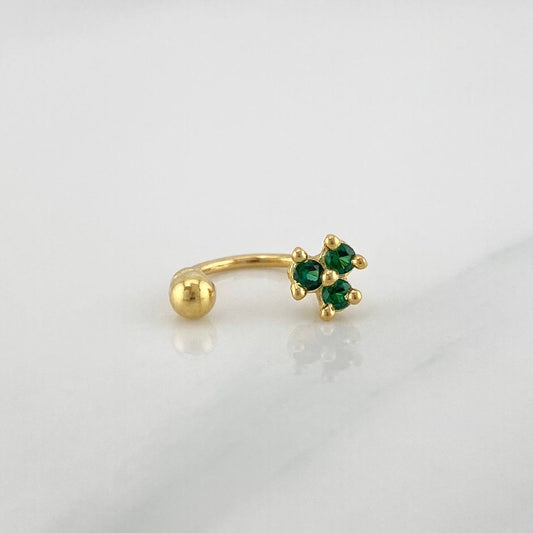 Curved Flower Piercing 0.6 g / 1/2 in 18K Yellow Gold