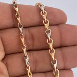 Cadena Rustica Espiga 9.9gr / 19 in / Dos Oros Amarillo Blanco 18K &