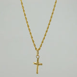 Set Cadena Lazo + Dije Cruz / 1,2 gr / 17 3/4 in Oro Amarillo 18K