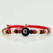 Red Woven Bracelet with Turkish Eye in 18K Yellow Gold
