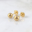 Plain Bead Stud Earrings 0.6 g / in / 6 mm Yellow Gold 18K