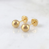 Plain Bead Stud Earrings 0.6 g / in / 6 mm Yellow Gold 18K