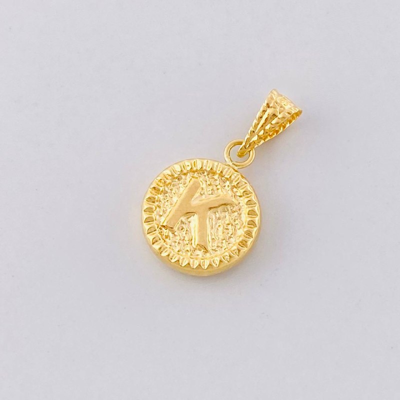 Pendant Circle Letter K 0.6g / 3/4 in Yellow Gold 18K