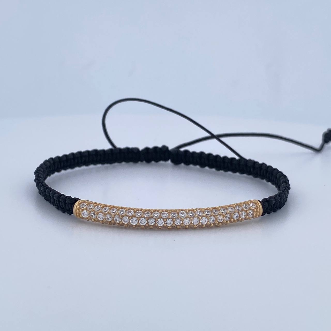 Black Woven Cylinder Bracelet 2.8gr / 18K Gold $