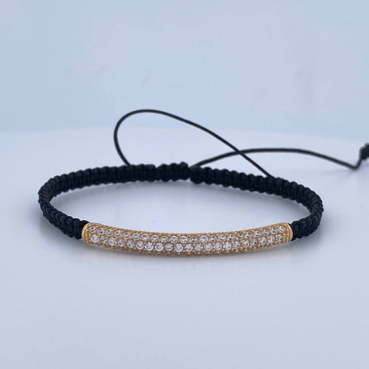 Black Woven Cylinder Bracelet 2.8gr / 18K Gold $