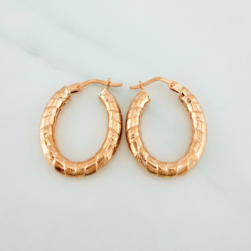 Hoop Earrings Noel Oval 2.45 g / 1 in 18K Rose Gold