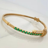 Pulso Stone Green 11.1 g / 7 1/2 in Oro Amarillo 18K