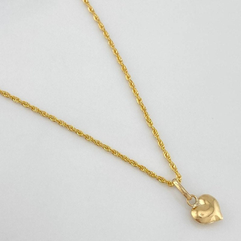 Set Cadena Lazo + Dije Corazón / 1,3 gr / 19 1/2 in Oro Amarillo 18K