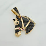 Horse Pendant 13.75 g / 1 3/4 in Two Golds Black Yellow 18K
