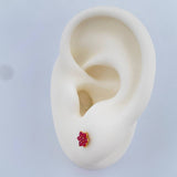 Stud Earrings Flower Ruby 0.95gr / Yellow Gold 18K !