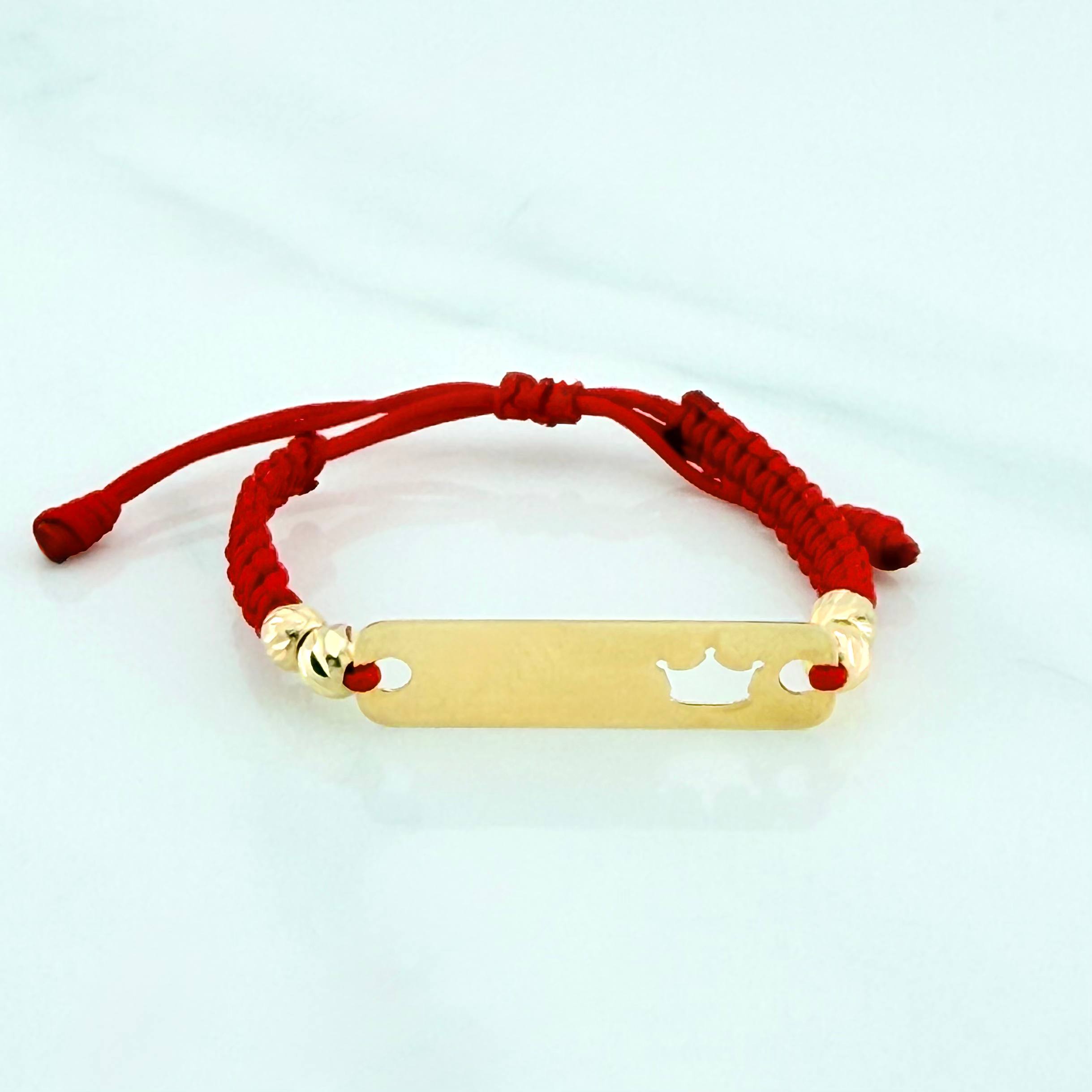 Red Woven Bracelet Yellow Gold 18K Crown Plate