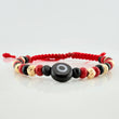Red Woven Bracelet with Turkish Eye in 18K Yellow Gold