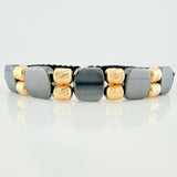 Black Woven Bracelet Hematite Yellow Gold 18K