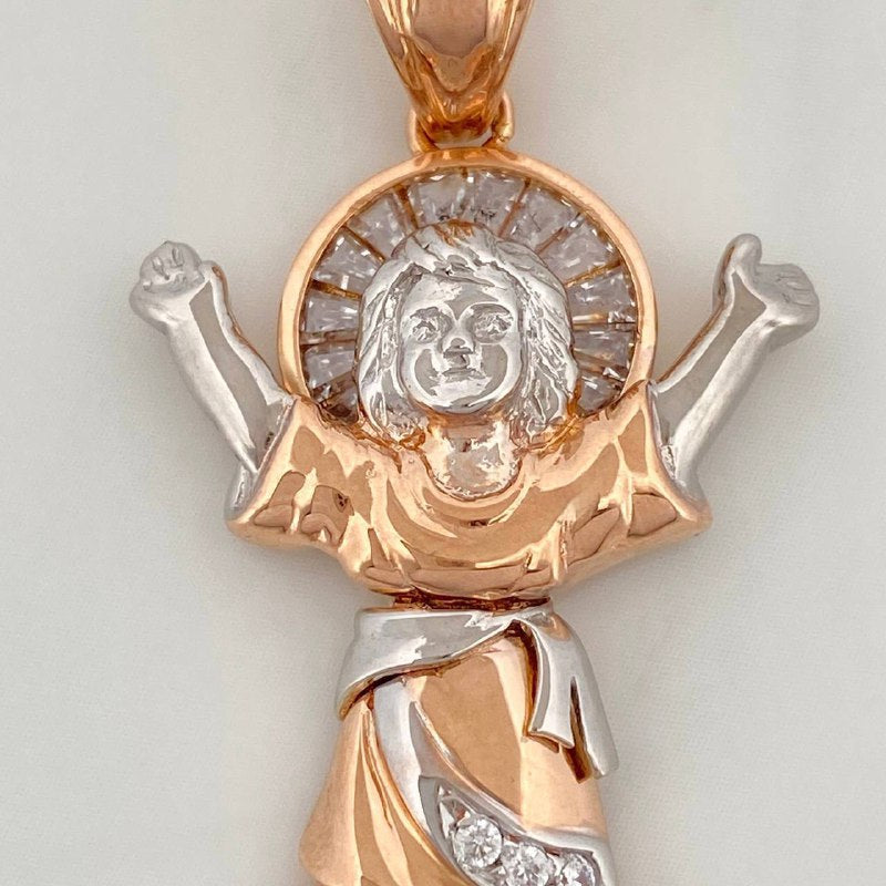 Divine Child Pendant 6.95 g / 1 3/4 in Two-tone White and Rose 18K Gold