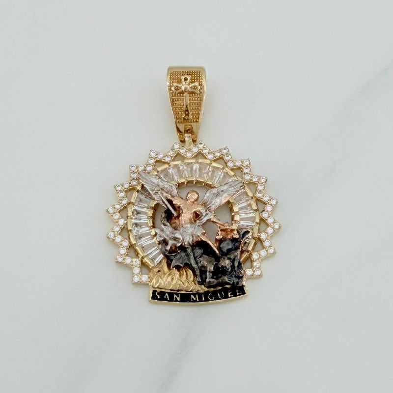 Saint Michael Archangel Pendant 7.8g / 1 1/2 in Three Golds 18K