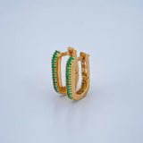 Candongas Carril Cuadrada Esmeralda 2gr / 1/2 in / Oro Amarillo 18K %