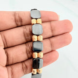 Black Woven Bracelet Hematite Yellow Gold 18K