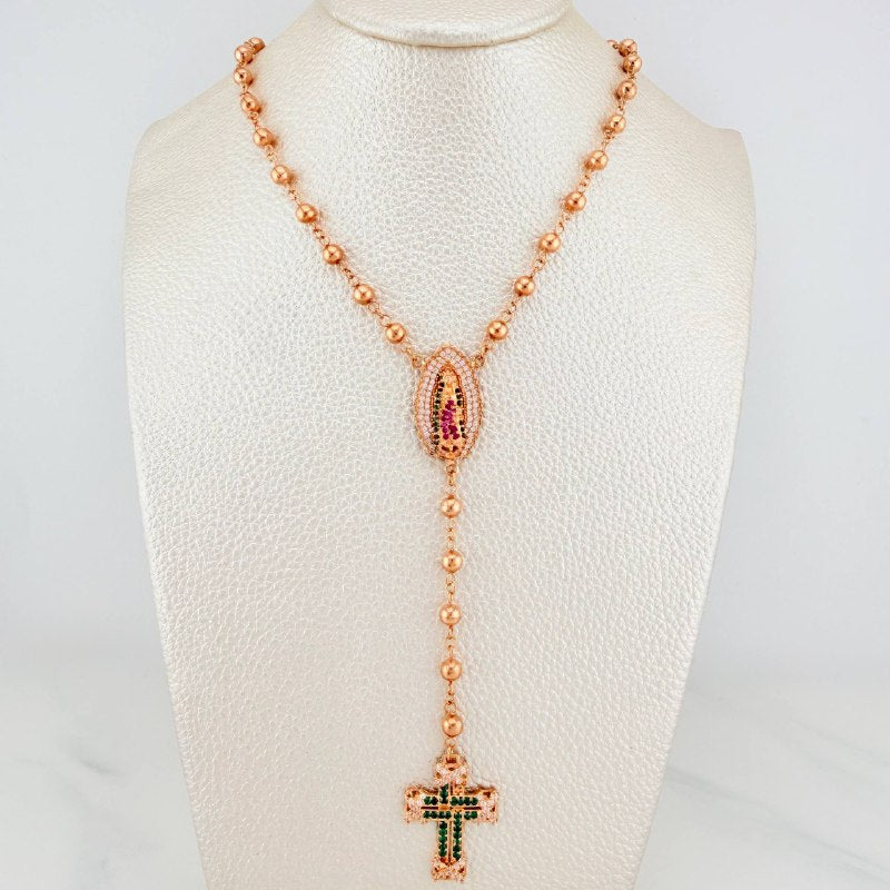 Rosary Virgin of Guadalupe 13.55 g / 15 1/4 in / 4 mm 18K Rose Gold