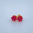 Stud Earrings Flower Ruby 0.95gr / Yellow Gold 18K !