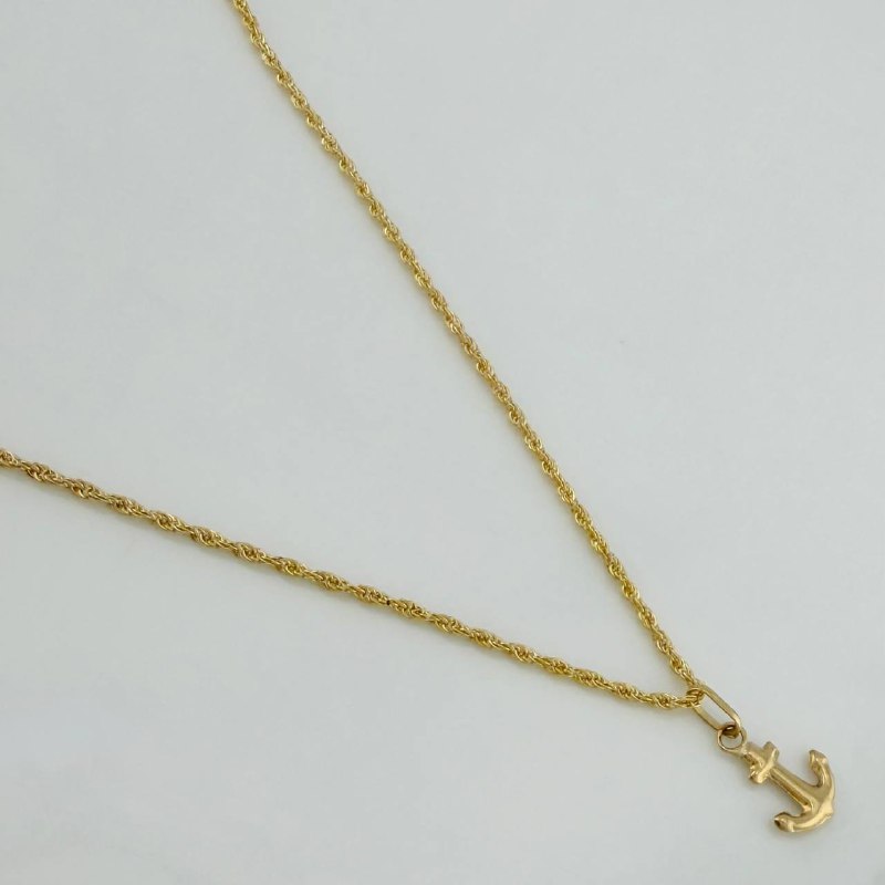 Rope Chain Set + Anchor Pendant / 1.15 gr / 17 3/4 in 18K Yellow Gold
