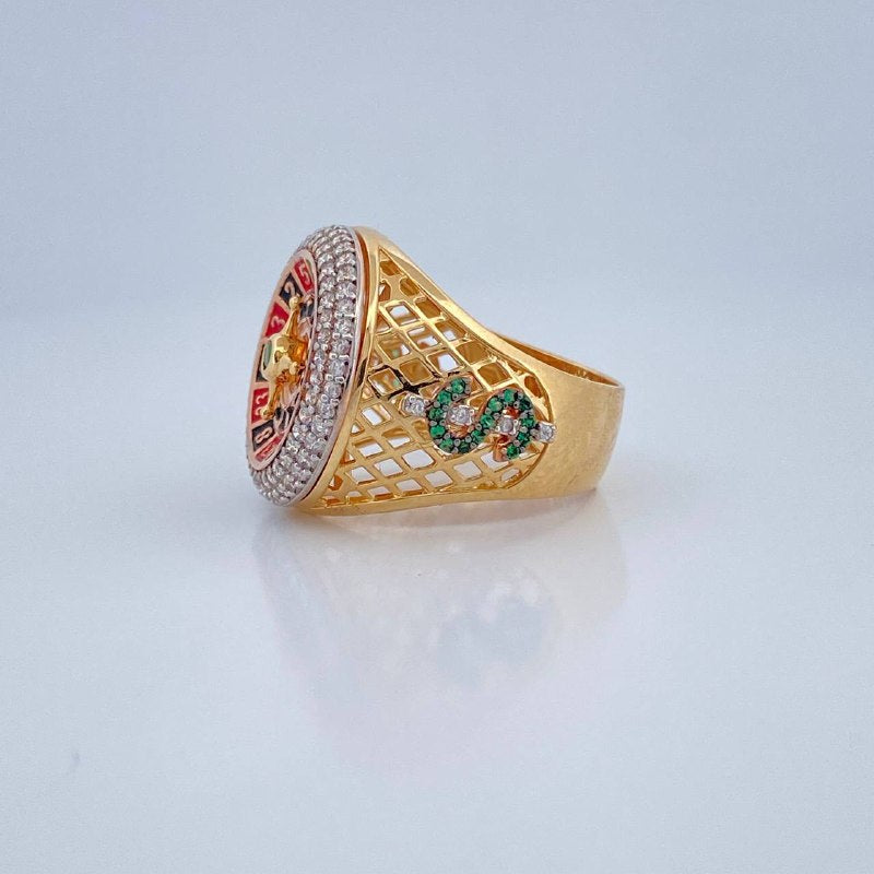 Articulated Roulette Ring 12.35gr / Size 10 3/4 / Three 18K Gold $
