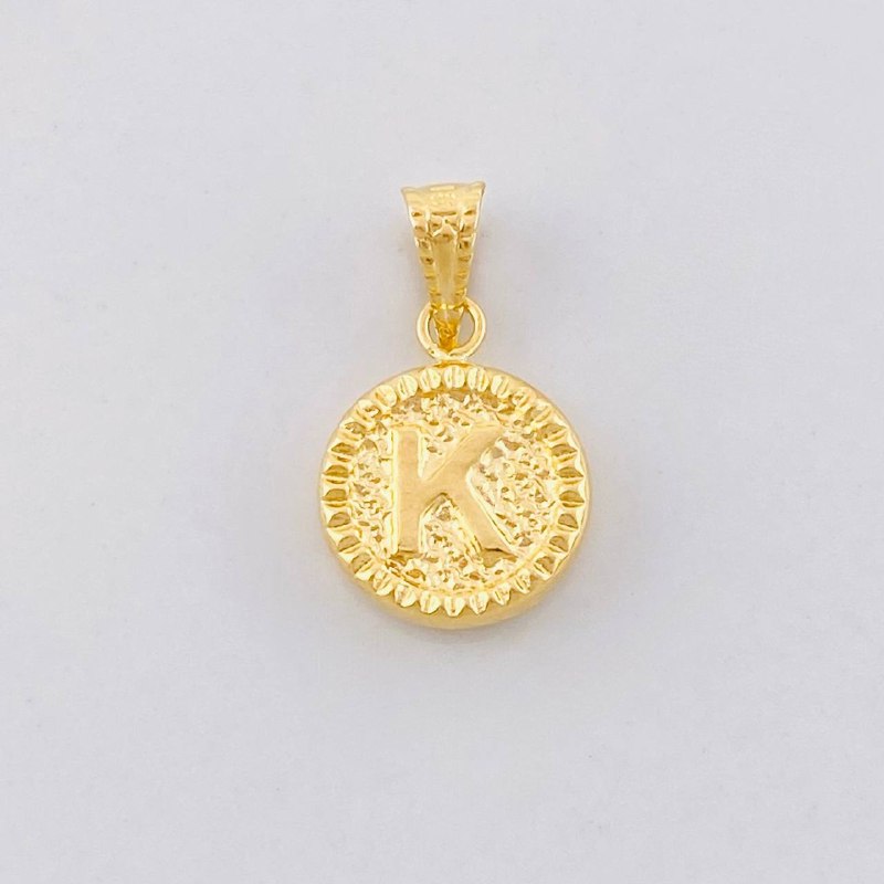 Pendant Circle Letter K 0.6g / 3/4 in Yellow Gold 18K