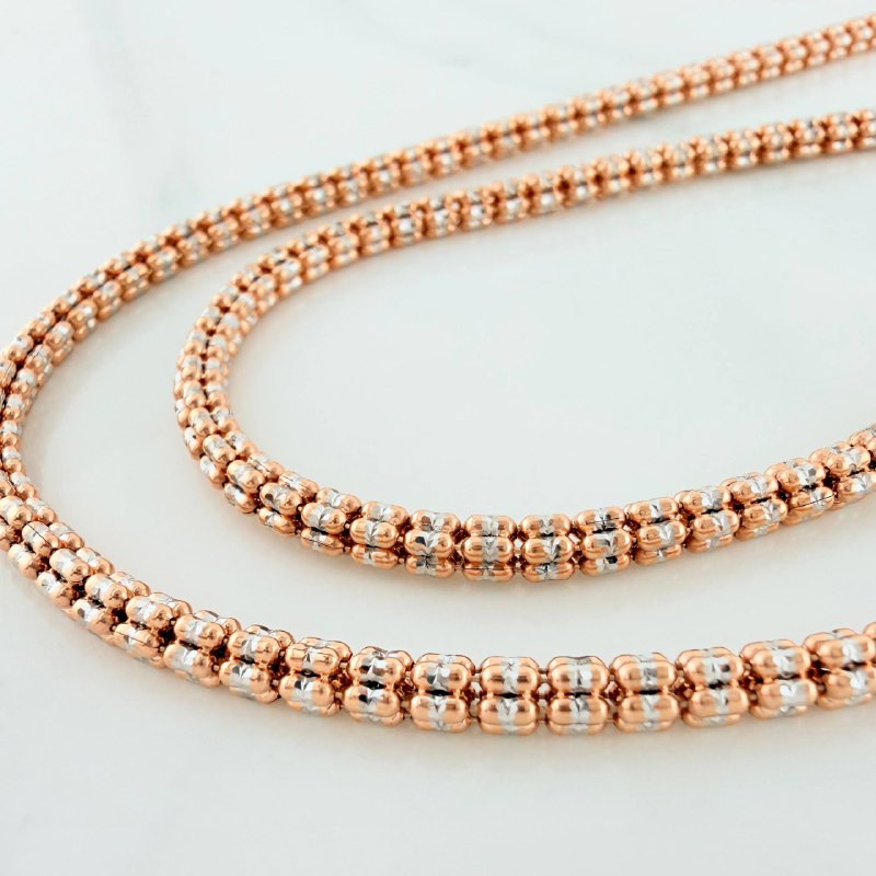 Cadena Ice 24.6 g / 25 3/4 in / 3.1 mm Dos Oros Rosa Blanco 18K