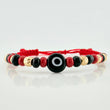 Red Woven Bracelet with Turkish Eye in 18K Yellow Gold