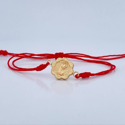 Pulsera Tejida Roja Virgen Maria 1gr / Oro 18K &