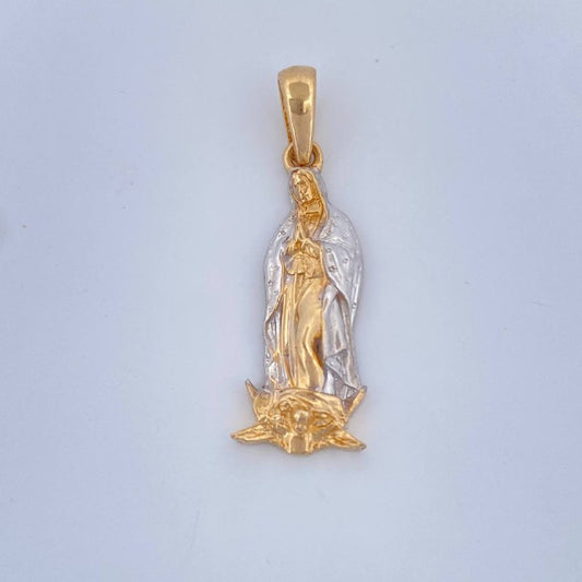 Dije Virgen Guadalupe 2.65gr / 3.1cm / Dos Oros Amarillo Blanco 18K $