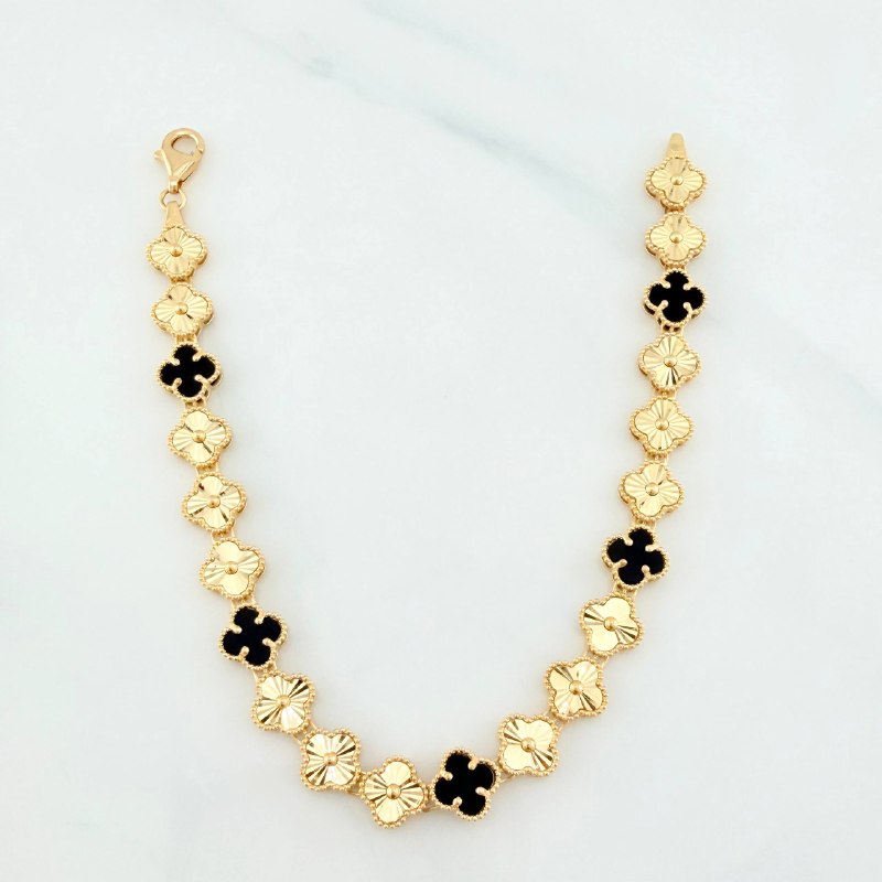 Clover Bracelet Diamond Cut 8.9 g / 7 in / 7.2 mm 18K Yellow Gold