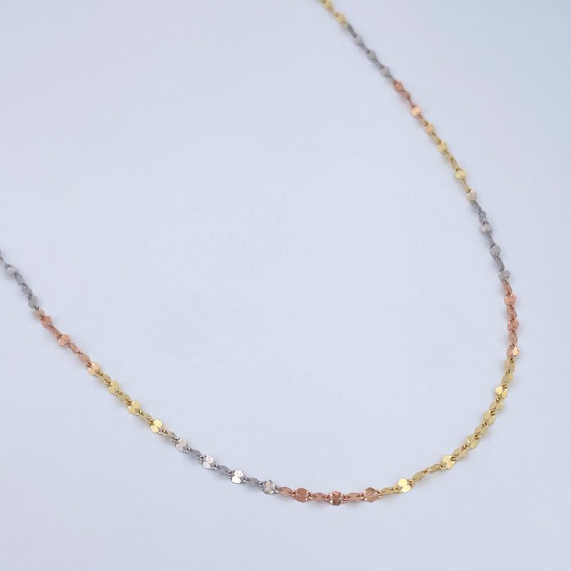 Flower Mirror Chain 0.85gr / 17.7in / Three Golds +3 18K $