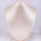 Mirror Flower Chain Set + Cross Pendant / 1.25g / 18 in Yellow Gold 18K