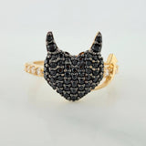 Anillo Corazon Devil 2.5gr / T6 1/2 / 3/4 in / Dos Oros Negro Amarillo 18K $