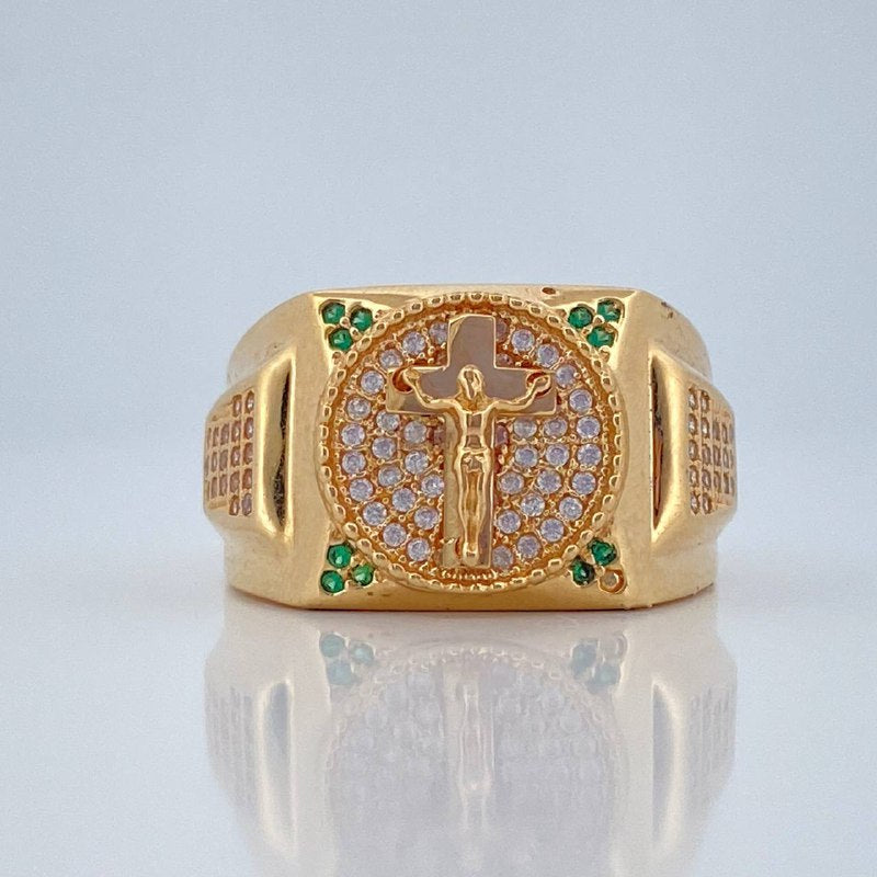 Anillo Sello Cruz Cristo 7.25gr / T11 3/4 / Oro Amarillo 18K %