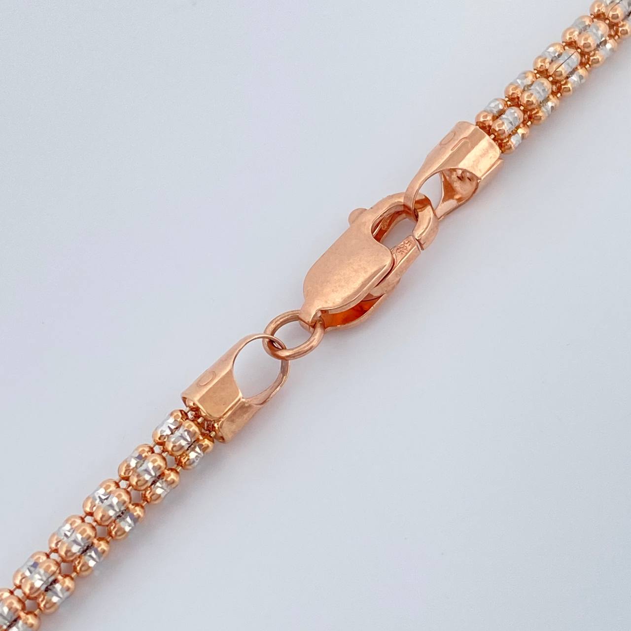 Cadena Ice 20.75gr / 24 in / 3.2mm Dos Oros Blanco Rosa +4 14K Italy %