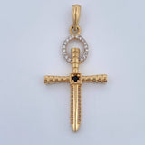 Pendant Cross Halo Sword 3.15gr / 1 3/4 in / Two-tone Yellow White 18K $